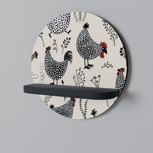 HAPPY HENS Rund konsthylla i svart finish