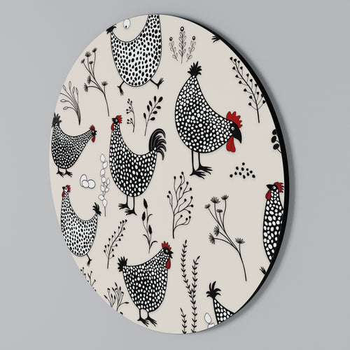 HAPPY HENS Round Wall Art
