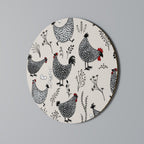 HAPPY HENS Round Wall Art