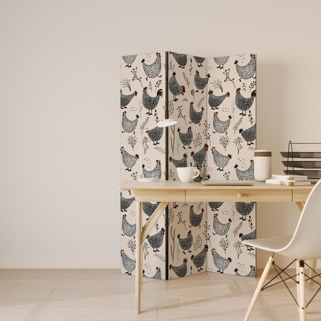 HAPPY HENS 3-Panel Room Divider