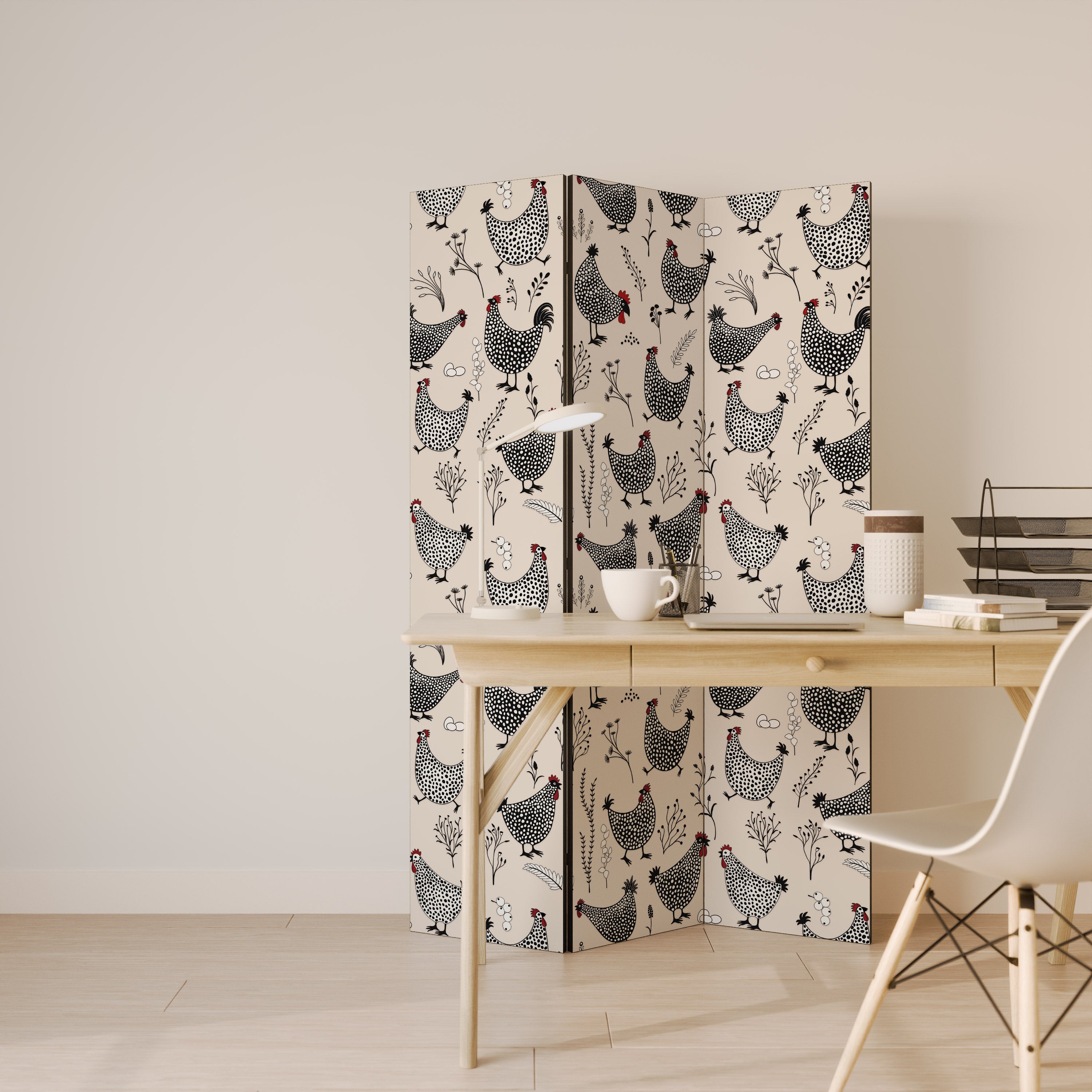 HAPPY HENS 3-Panel Room Divider