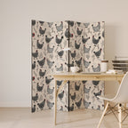 HAPPY HENS Dekorativ rumsavdelare med 4 paneler