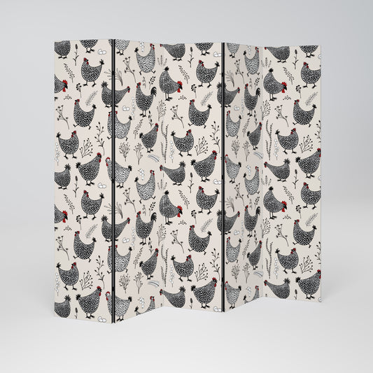 HAPPY HENS Dekorativ rumsavdelare – 5 paneler