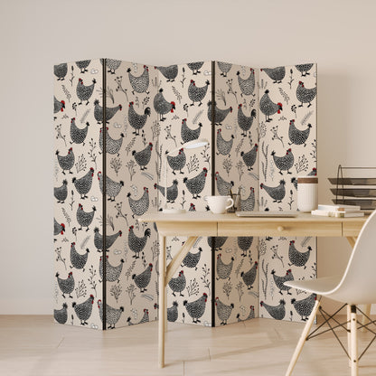 Dekorativ rumsavdelare HAPPY HENS med 5 paneler