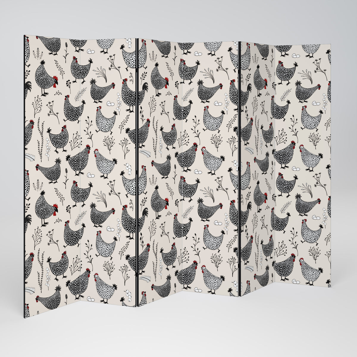 HAPPY HENS 6-Panel Room Divider