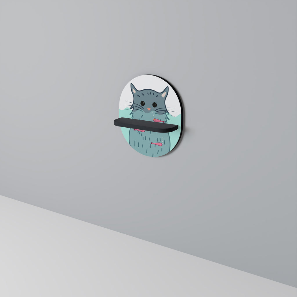 CAT SPLASH Oval konsthylla i svart finish