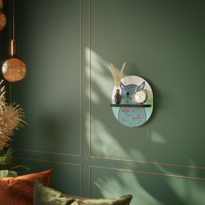 CAT SPLASH Oval Art Shelf In Black Finish