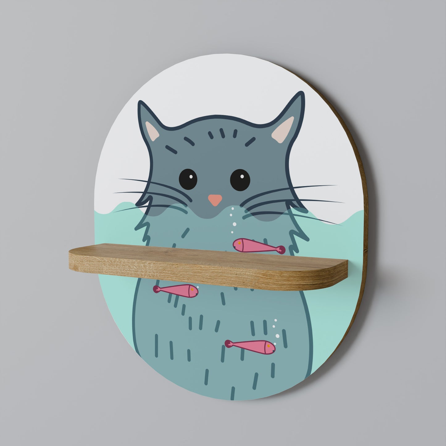 CAT SPLASH Oval konsthylla i ekeffekt