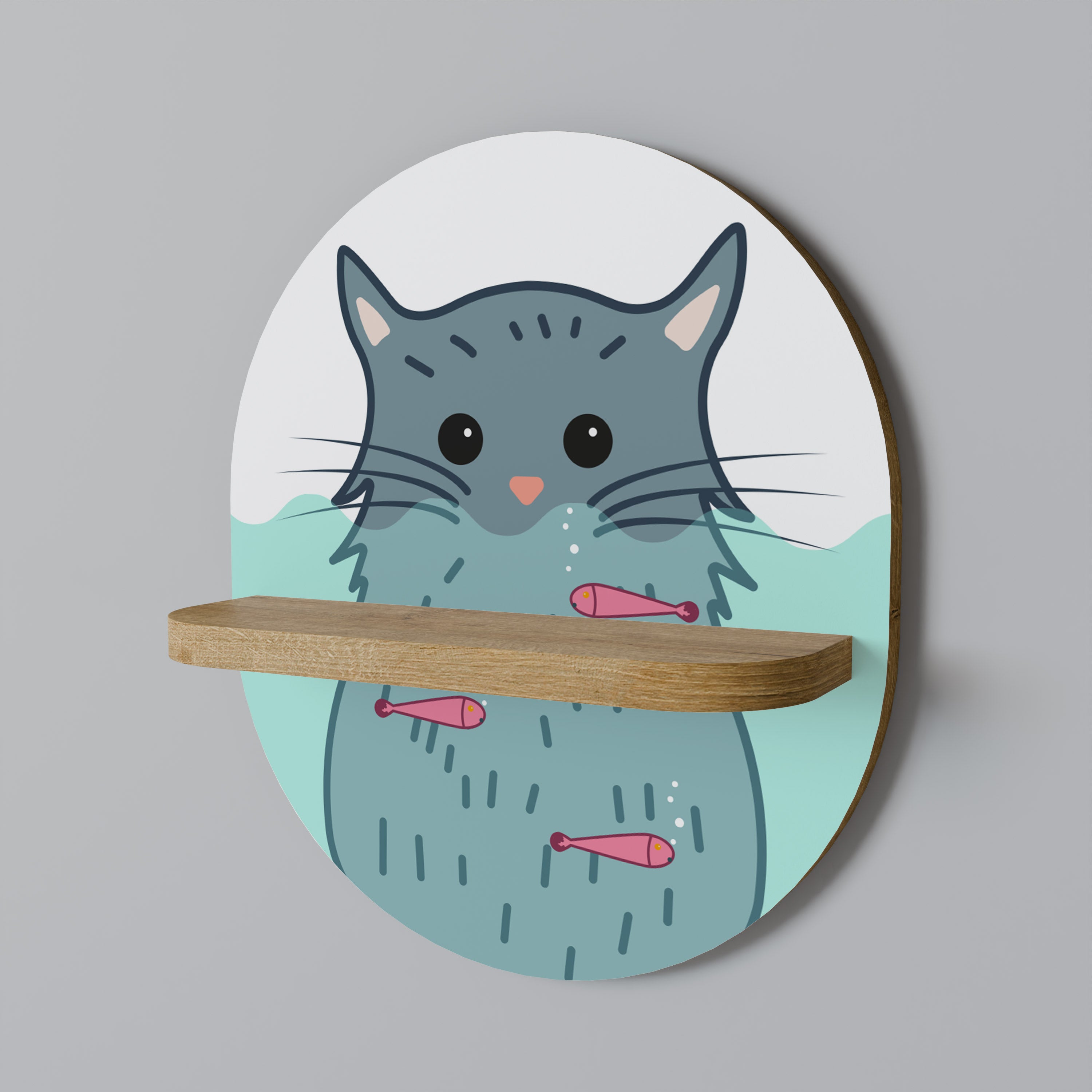 CAT SPLASH Oval konsthylla i ekeffekt