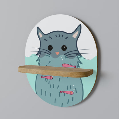 CAT SPLASH Oval konsthylla i ekeffekt