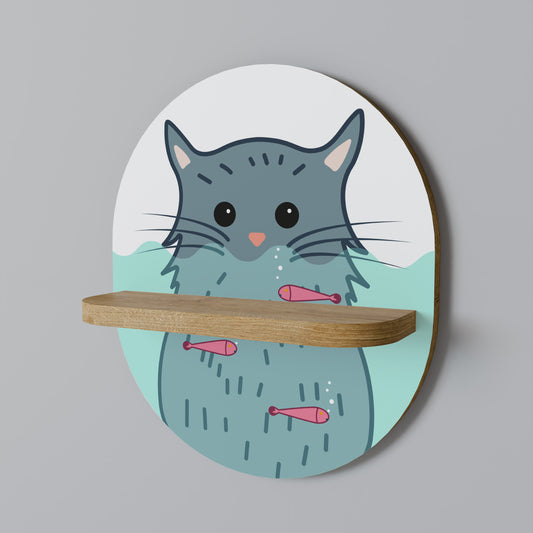 CAT SPLASH Oval konsthylla i ekeffekt