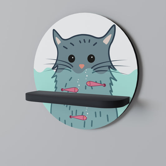 CAT SPLASH Rund konsthylla i svart finish