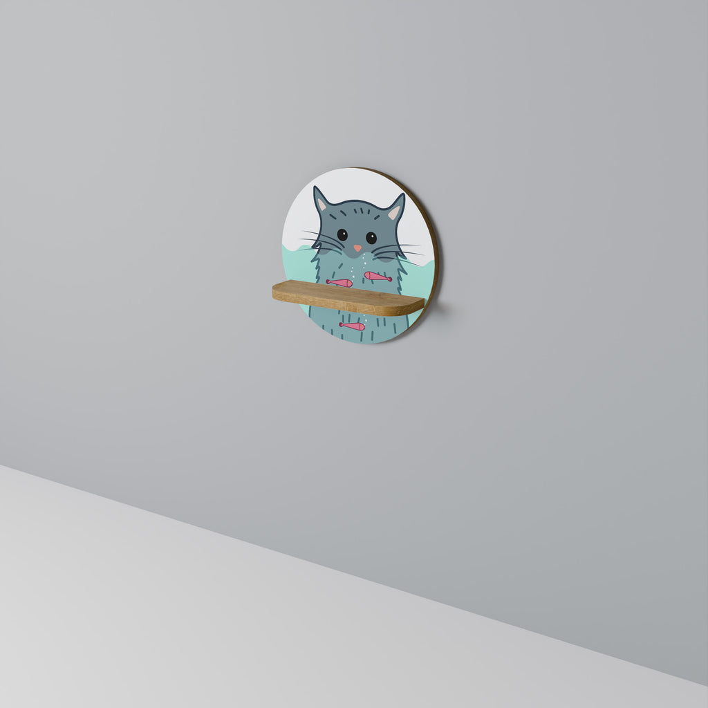 CAT SPLASH Rund Konsthylla I Ekeffekt