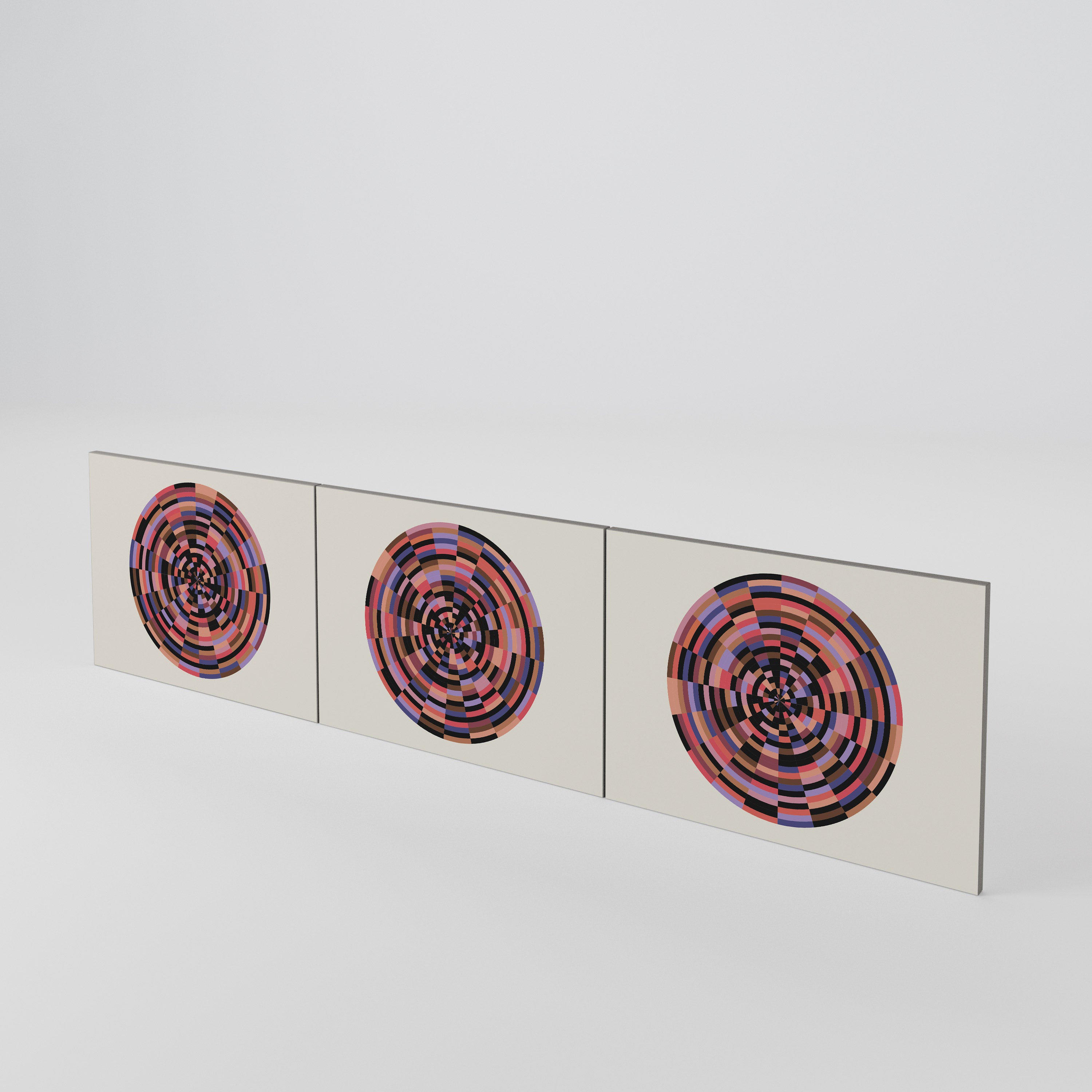 BROWN CIRCLES Luckset med 3 dörrar till TV-bänk