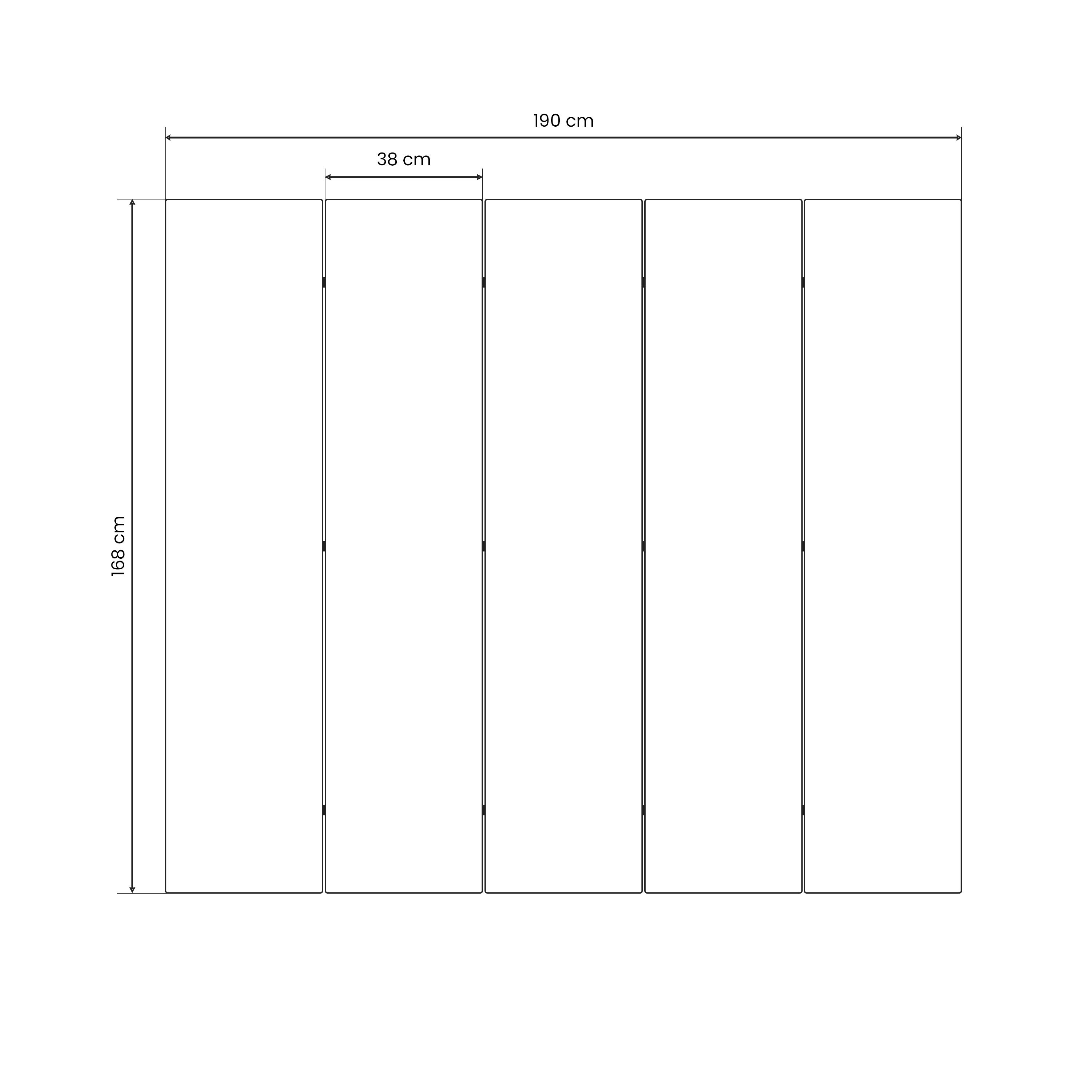 Dekorativ rumsavdelare med 5 paneler, FLORAL SERENITY BARRIER